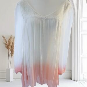 Free People White and Pink ombré blouse